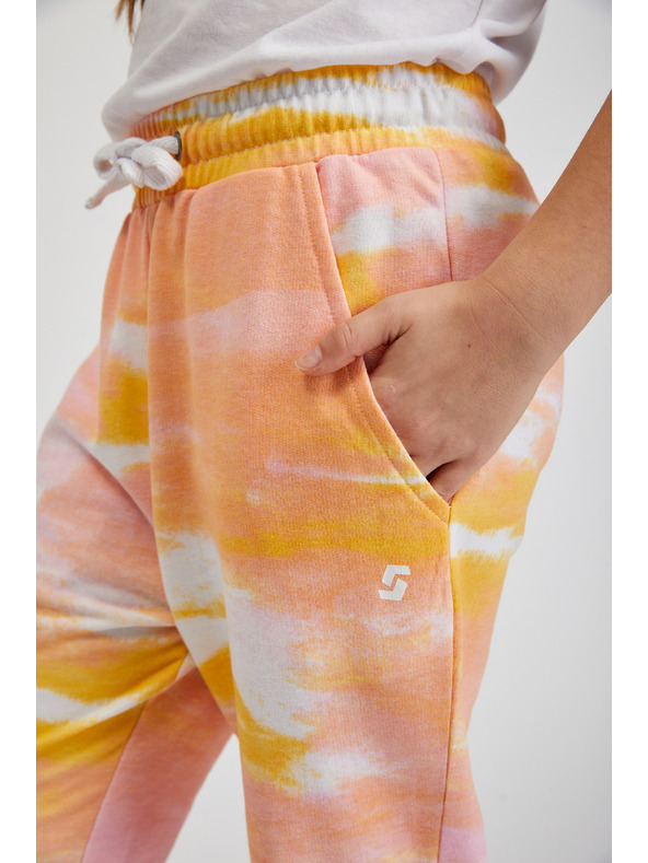 Sam 73 Roza in oranžne dekliške hlače z vzorcem SAM73 Jargon