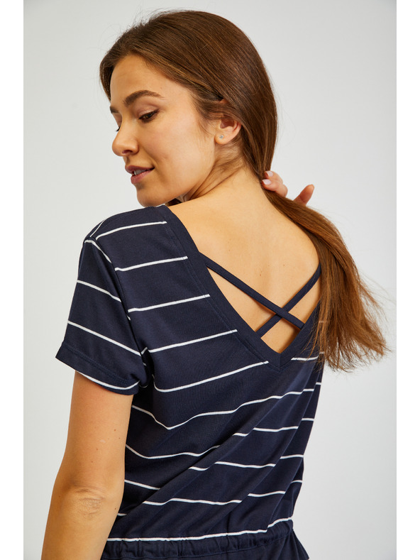 Sam 73 Temno modra črtasta ženska obleka SAM73 Columba