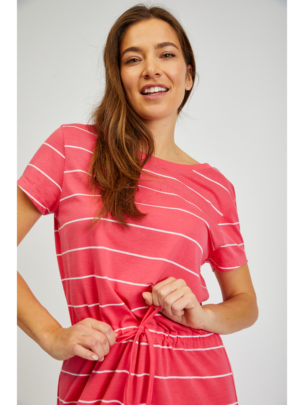 Sam 73 Rdeča črtasta ženska obleka SAM73 Columba