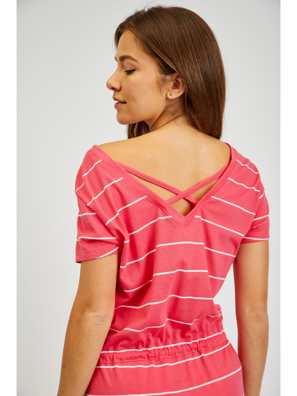 Sam 73 Rdeča črtasta ženska obleka SAM73 Columba