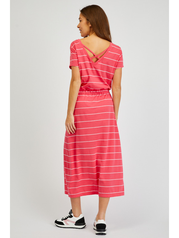 Sam 73 Rdeča črtasta ženska obleka SAM73 Columba