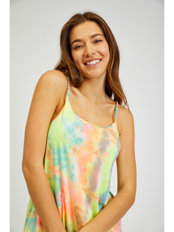 Sam 73 Zelena in rumena ženska vzorčasta poletna obleka SAM73 Diops