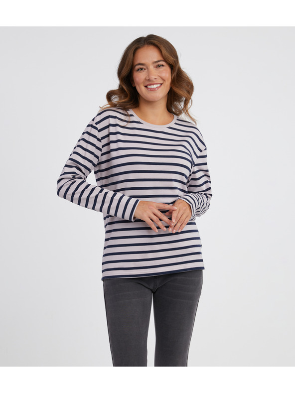 Sam 73 Modra in rožnata ženska črtasta majica z dolgimi rokavi SAM 73 Prudence