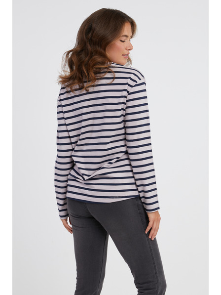 Sam 73 Modra in rožnata ženska črtasta majica z dolgimi rokavi SAM 73 Prudence