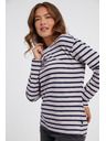 Sam 73 Modra in rožnata ženska črtasta majica z dolgimi rokavi SAM 73 Prudence