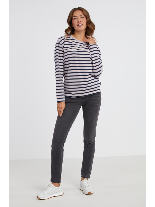 Sam 73 Modra in rožnata ženska črtasta majica z dolgimi rokavi SAM 73 Prudence