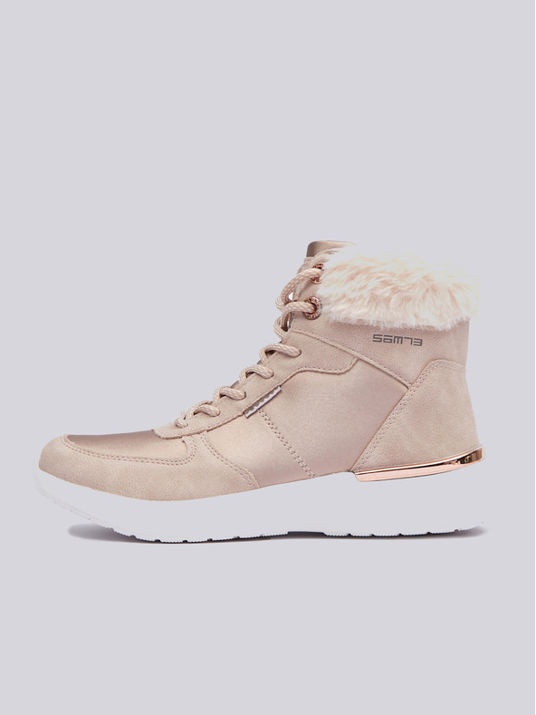 Sam 73 Svetlo roza ženski zimski gležnjarji s semišnimi detajli SAM 73 Antlia