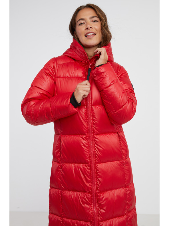 Sam 73 Rdeč ženski prešiti plašč s kapuco SAM 73 Anna