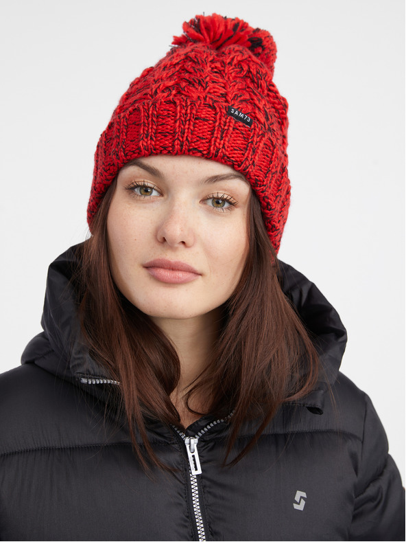 Sam 73 Rdeča in črna ženska kapa SAM 73