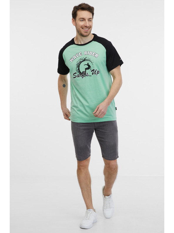 Sam 73 Črno-zelena moška majica SAM 73 Esteban