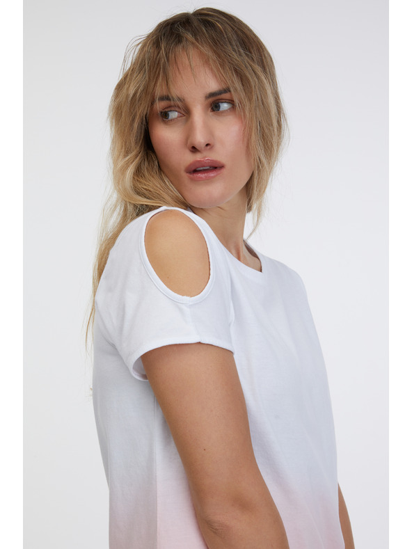 Sam 73 Roza in bela ženska majica SAM 73 Dolores