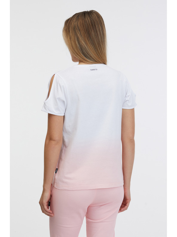 Sam 73 Roza in bela ženska majica SAM 73 Dolores