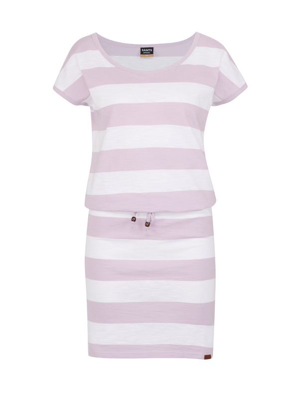 Sam 73 Bela in vijolična črtasta ženska obleka SAM 73 Reyna