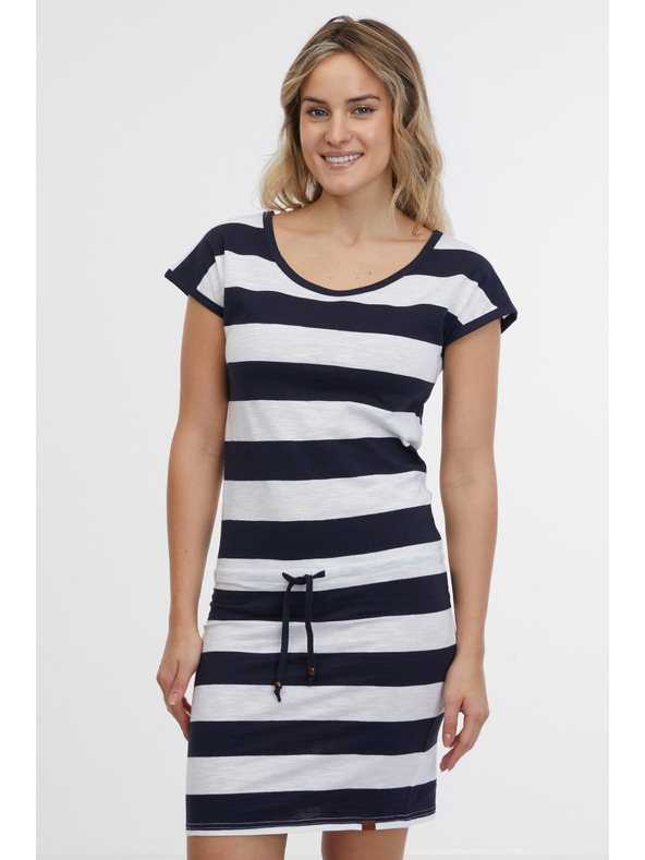 Sam 73 Belo-modra črtasta ženska obleka SAM 73 Reyna