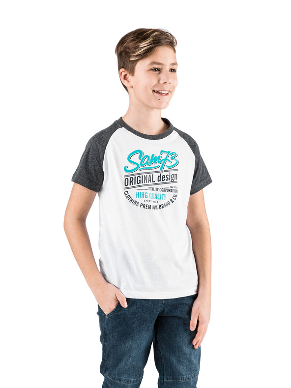 Sam 73 Bela fantovska majica s potiskom SAM 73