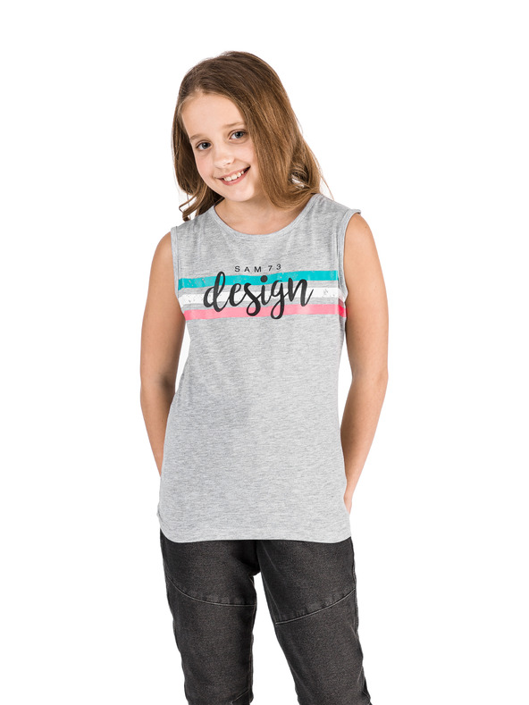 Sam 73 Siva dekliška majica s potiskom SAM 73