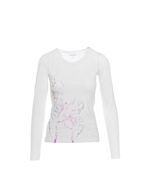 Sam 73 Bela ženska majica s potiskom SAM 73