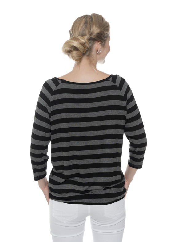 Sam 73 Črno-sivo prugasto žensko majico SAM 73