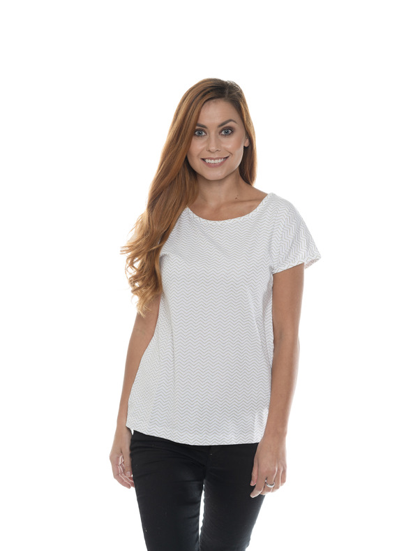 Sam 73 Belo žensko vzorčasto majico SAM 73