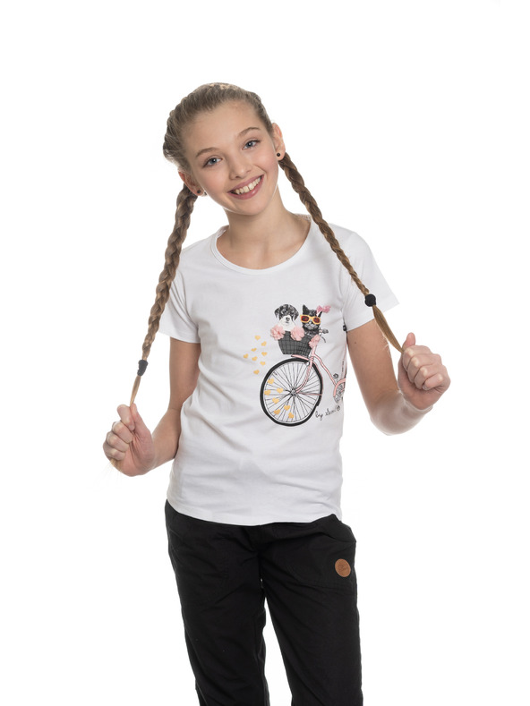 Sam 73 Bela dekliška majica s potiskom SAM 73