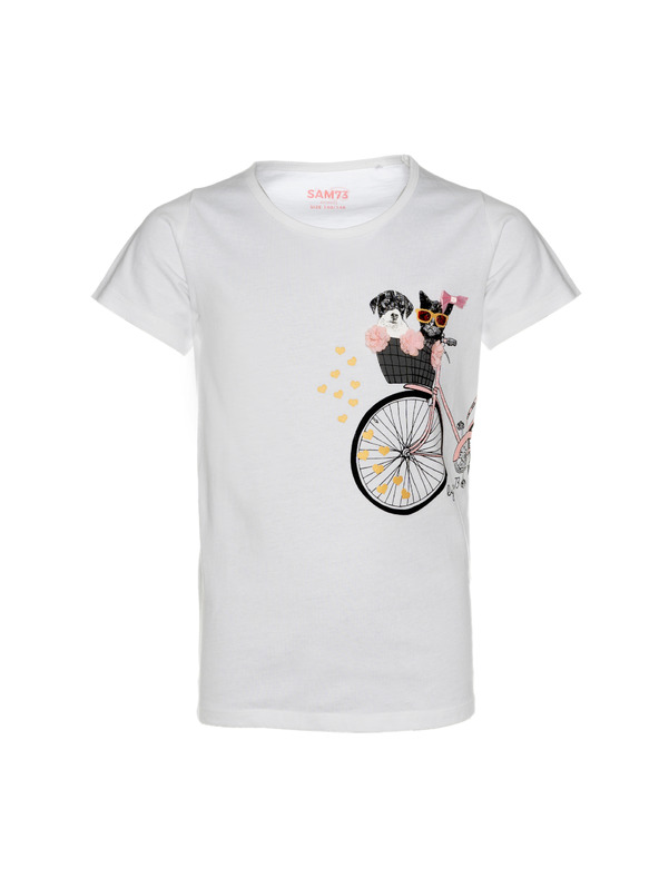 Sam 73 Bela dekliška majica s potiskom SAM 73