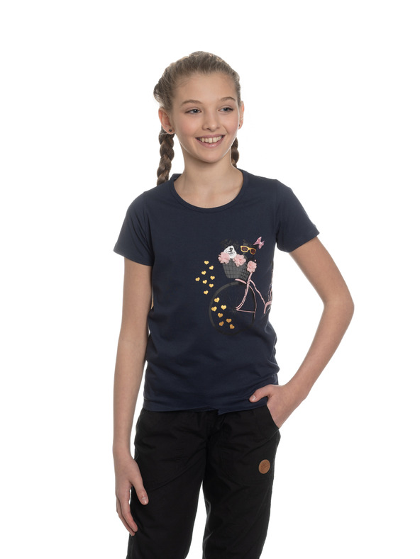 Sam 73 Temno modro dekliško majico s potiskom SAM 73