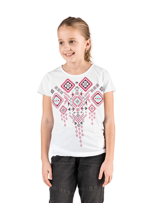 Sam 73 Bela dekliška majica s potiskom SAM 73