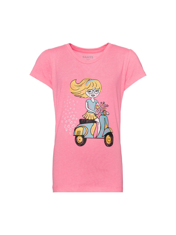 Sam 73 Rožnato dekliško majico s potiskom SAM 73 Aldiaro
