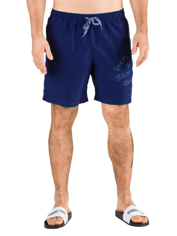 Sam 73 Modre moške kratke kopalne hlače s potiskom SAM 73
