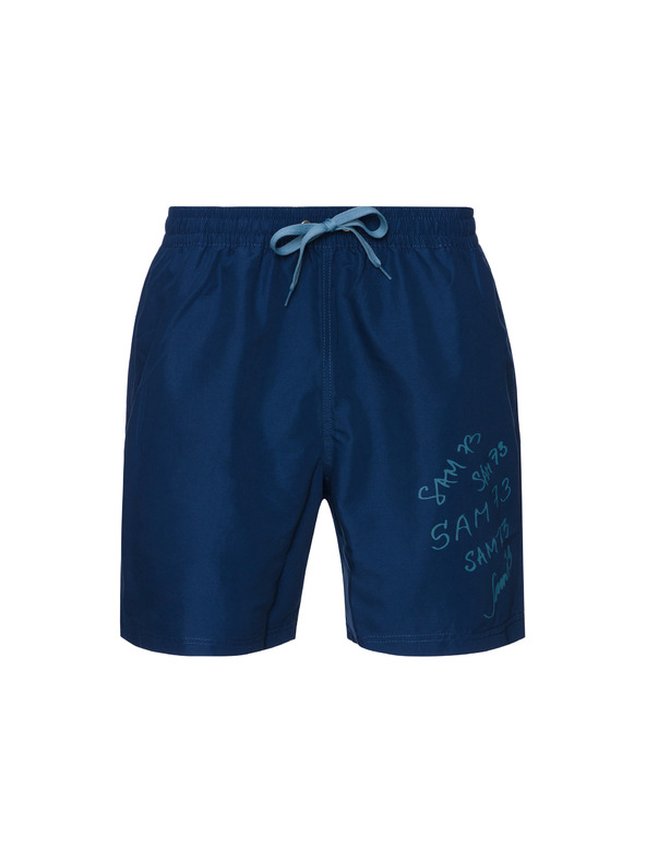 Sam 73 Modre moške kratke kopalne hlače s potiskom SAM 73