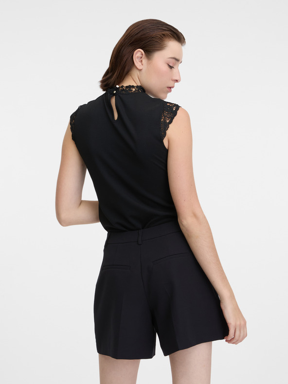 Orsay Črna ženska majica s čipkastim detajlom ORSAY