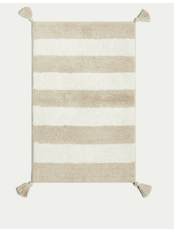 Marks & Spencer Kopalna preproga iz čistega bombaža Marks & Spencer s črtami, bež