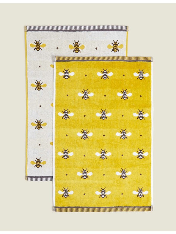 Marks & Spencer Komplet 2 brisač iz čiste bombaža zotiskom čebel Marks & Spencer rumena