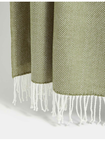 Marks & Spencer Marks & Spencer posteljno pregrinjalo z vzorcem ribje kosti zeleno