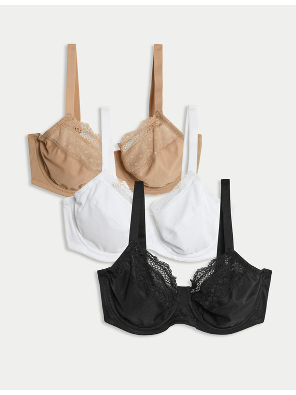 Marks & Spencer Nedrčki z učinkom zmanjšanja, žicami in polnimi košaricami, 3 kosi, vel. C-H Marks & Spencer črna