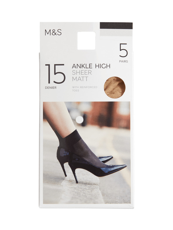 Marks & Spencer Paket 5 parov neprosojnih nogavic, 15 DEN Marks & Spencer bež