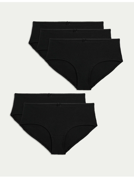 Marks & Spencer Kratke hlače z nizkim izrezom iz bombaža in lycre®, 5 kosov v paketu Marks & Spencer črne barve