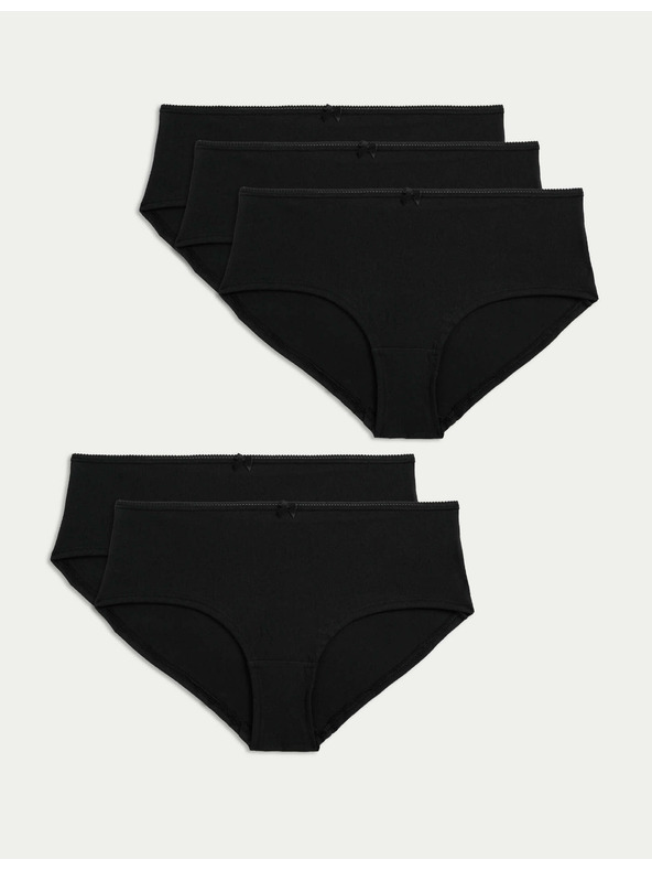 Marks & Spencer Kratke hlače z nizkim izrezom iz bombaža in lycre®, 5 kosov v paketu Marks & Spencer črne barve