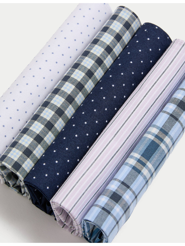 Marks & Spencer Vzorčasti robčki iz čiste bombaževine, 5 kosov v paketu Marks & Spencer modra