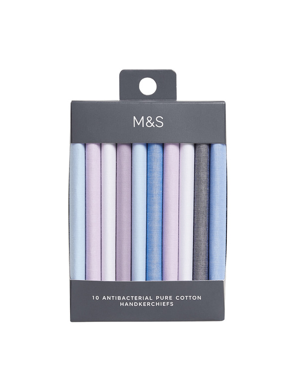 Marks & Spencer Antibakterijski robčki iz čiste bombaževine, 10 kosov v paketu Marks & Spencer modra