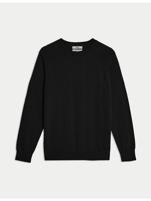 Marks & Spencer Pulover iz čistega bombaža z ovratnikom Marks & Spencer črna