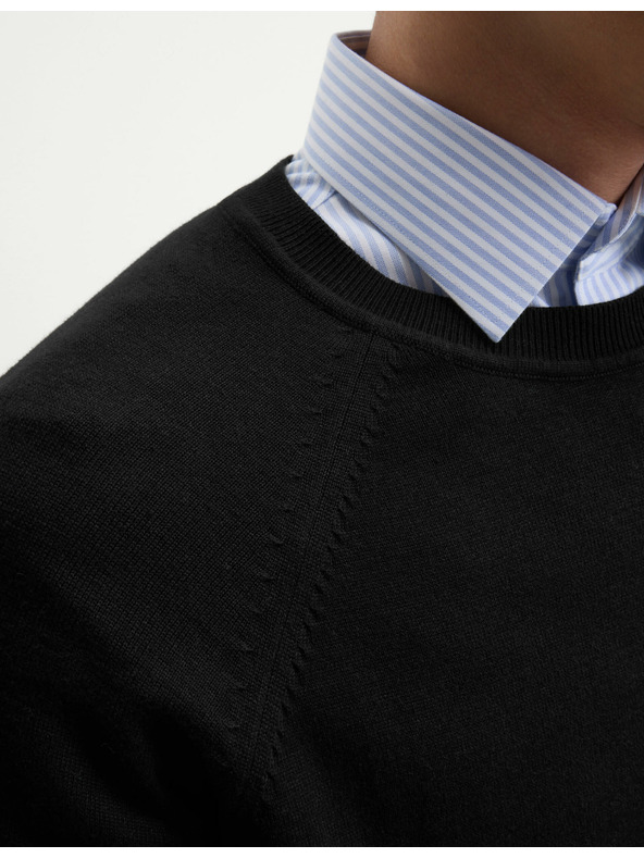 Marks & Spencer Pulover iz čistega bombaža z ovratnikom Marks & Spencer črna