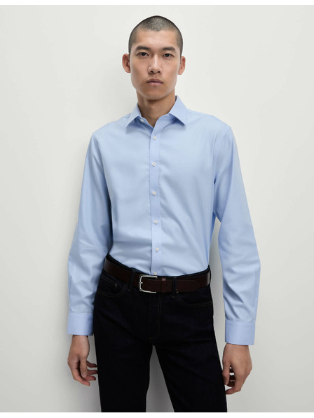 Marks & Spencer Bombažna srajca klasičnega kroja z nezmečkljivo obdelavo Marks & Spencer modra