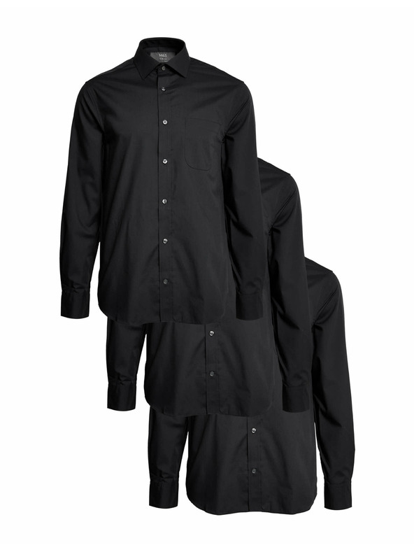 Marks & Spencer Marks & Spencer srajca z dolgimi rokavi ozkega kroja, 3 kosi v pakiranju, črna