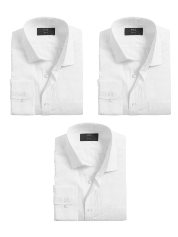 Marks & Spencer Srajca z dolgimi rokavi, normalen kroj, komplet 3 kosi Marks & Spencer bela