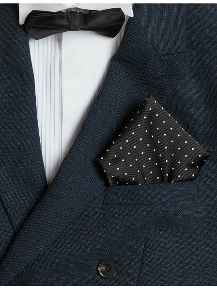 Marks & Spencer Komplet pikčaste kravate in žepnega robčka Marks & Spencer črna