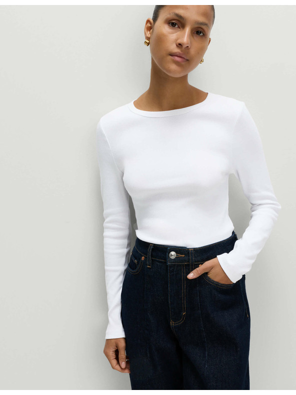 Marks & Spencer Rebrast top z visokim deležem bombaže Marks & Spencer bela