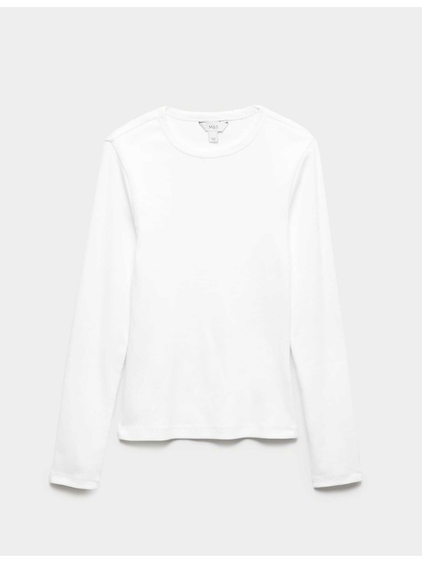 Marks & Spencer Rebrast top z visokim deležem bombaže Marks & Spencer bela