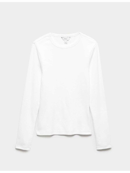 Marks & Spencer Rebrast top z visokim deležem bombaže Marks & Spencer bela