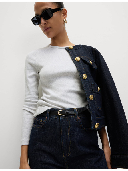 Marks & Spencer Rebrast top z visokim deležem bombaža Marks & Spencer siva